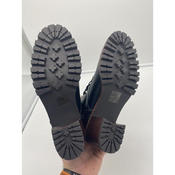 New Jack Rogers Harper Leather Lace Up‎ Hiker Knit Block Heel Boots Black Sz 10M - Picture 7 of 7